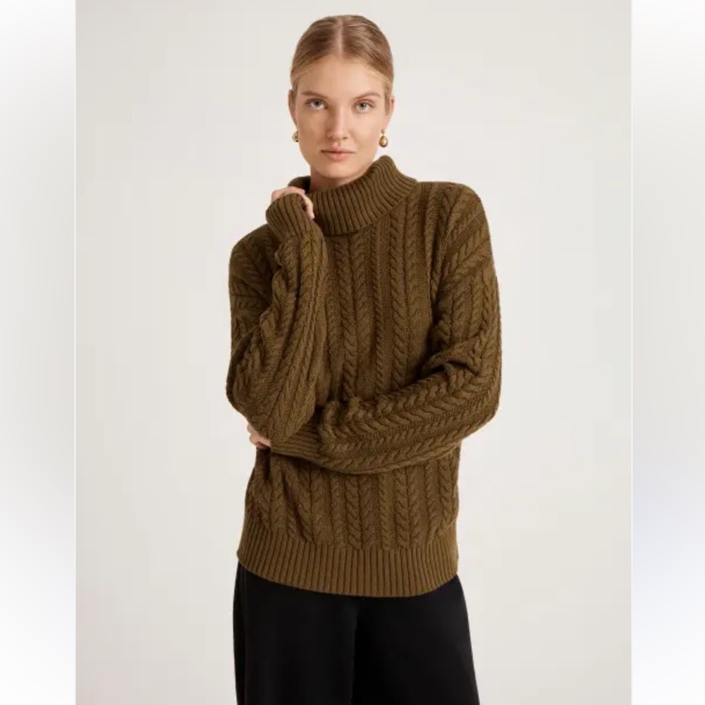 Pendleton Olive Brownish Cable Knit Turtleneck Sw… - image 1